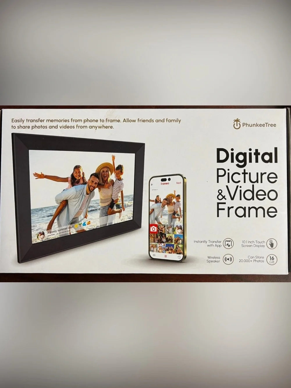 Phunkee Tree Digital Picture and Video Frame 10.1in 16GB NEW SEALED